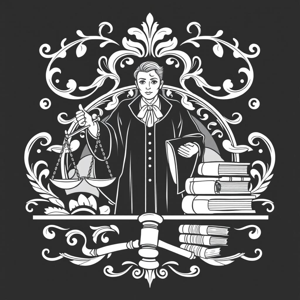 Create a vector style illustration of a law-themed frieze