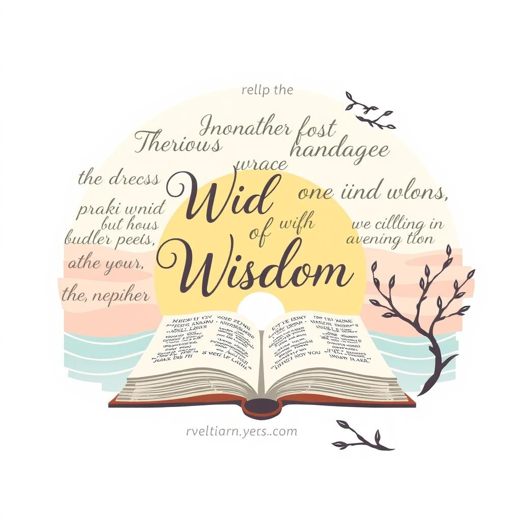 Craft a vector illustration centered around words of wisdom, featuring these words in a beautiful, flowing script