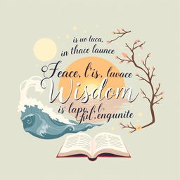 Craft a vector illustration centered around words of wisdom, featuring these words in a beautiful, flowing script