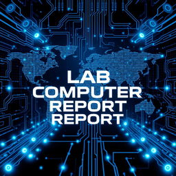 A futuristic lab computer report book cover with digital elements