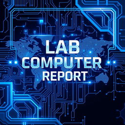 A futuristic lab computer report book cover with digital elements