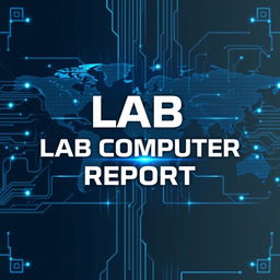 A futuristic lab computer report book cover with digital elements