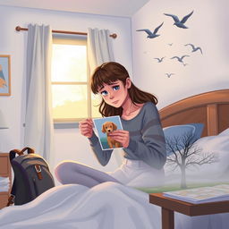 A young woman named Lily wakes up early in the morning, her face showing a mix of anxiety and hope