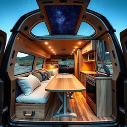 an innovative and stylish transformation of an All Purpose Vehicle (APV) into a luxurious camper