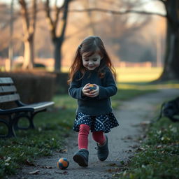 In a quiet park bathed in the soft light of early morning, Lily walks determinedly, calling out the name of her puppy with hope resonating in her voice