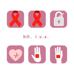 Create a set of icons for HIV protection, featuring modern and clear designs suitable for digital and print media