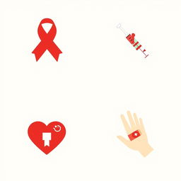 Create a set of icons for HIV protection, featuring modern and clear designs suitable for digital and print media