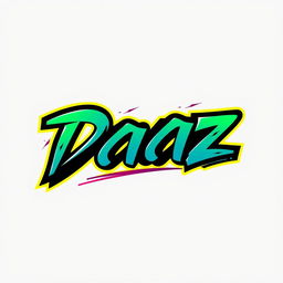 A dynamic and trendy logo for a clothing line brand named 'Daaz'