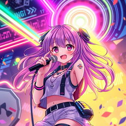 An electrifying anime nightcore scene capturing the essence of energetic, rhythmic beats and vibrant animation