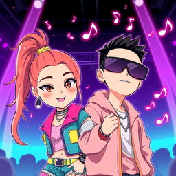 An anime-style illustration featuring stylized versions of Ariana Grande and Future performing their hit song 'Everyday' in a lively nightcore remix