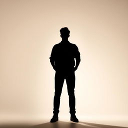 Silhouette of a young entrepreneurial man, standing confidently with a posture that exudes ambition and vision