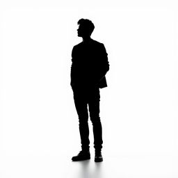 Silhouette of a young entrepreneurial man, standing confidently with a posture that exudes ambition and vision