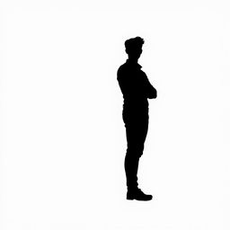 Silhouette of a young entrepreneurial man, standing confidently with a posture that exudes ambition and vision