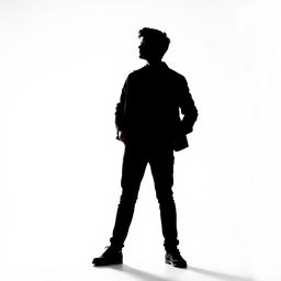 Silhouette of a young entrepreneurial man, standing confidently with a posture that exudes ambition and vision