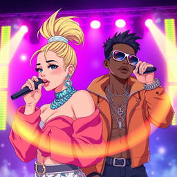 An anime-style artwork depicting Ariana Grande and Future performing their song 'Everyday' in a high-energy nightcore setting