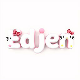 The word 'Edjen' styled in a Hello Kitty design, featuring bold, rounded letters with a cute and playful appearance