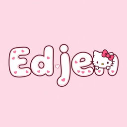 The word 'Edjen' styled in a Hello Kitty design, featuring bold, rounded letters with a cute and playful appearance