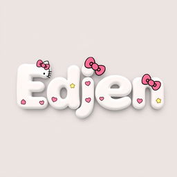 The word 'Edjen' styled in a Hello Kitty design, featuring bold, rounded letters with a cute and playful appearance