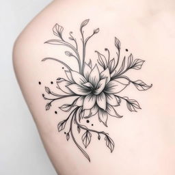 A beautifully intricate tattoo design in the hatching style, featuring elegant linework and shading