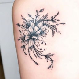 A beautifully intricate tattoo design in the hatching style, featuring elegant linework and shading