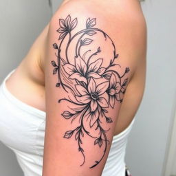 A beautifully intricate tattoo design in the hatching style, featuring elegant linework and shading