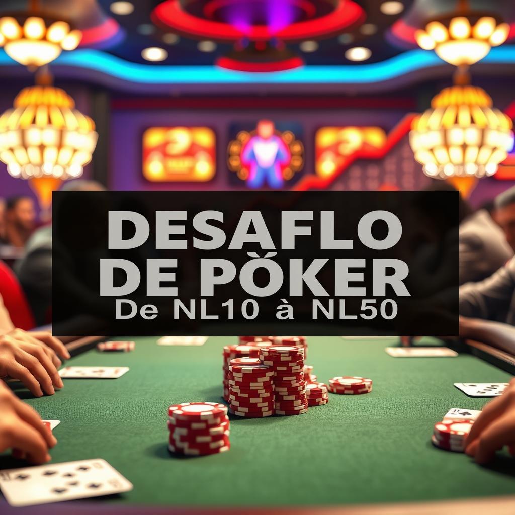 Una imagen dinámica y atractiva que presenta una mesa de póker en un ambiente vibrante de casino