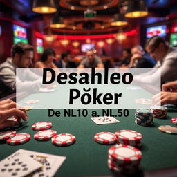 Una imagen dinámica y atractiva que presenta una mesa de póker en un ambiente vibrante de casino