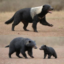 Extraordinary fusion of a perro (dog) and a Honey Badger. One side radiates the loyal nature of a dog; the other side conveys the fearless characteristics of a Honey Badger.