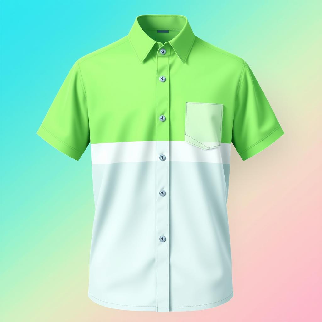 Camisa estilizada para um projeto de saúde, com cores frescas e inspiradoras como verde e azul, incorporando símbolos de saúde e bem-estar como um coração batendo ou uma cruz médica