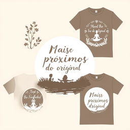 Design de camisetas com o tema 'Mais próximos do original', focado em bem-estar