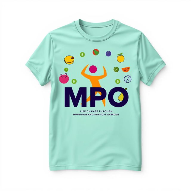 A t-shirt design for the MPO project, symbolizing life change through nutrition and physical exercise