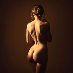 A stylized art piece of a figure seen from behind, where the focus is on the shape and form of the human body in a tasteful manner