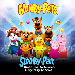 A vibrant and adventurous movie poster featuring the beloved characters from Wonder Pets, Scooby-Doo, and Peppa Pig