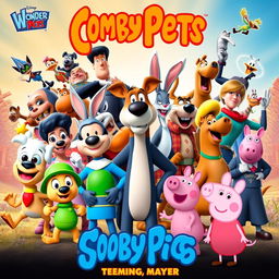 An epic crossover movie poster featuring an ensemble cast of beloved characters from Wonder Pets, Pocoyo, Krypto the Super Dog, 6teen, Mr