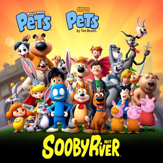 An epic crossover movie poster featuring an ensemble cast of beloved characters from Wonder Pets, Pocoyo, Krypto the Super Dog, 6teen, Mr