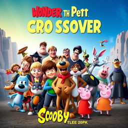 An epic crossover movie poster featuring an ensemble cast of beloved characters from Wonder Pets, Pocoyo, Krypto the Super Dog, 6teen, Mr