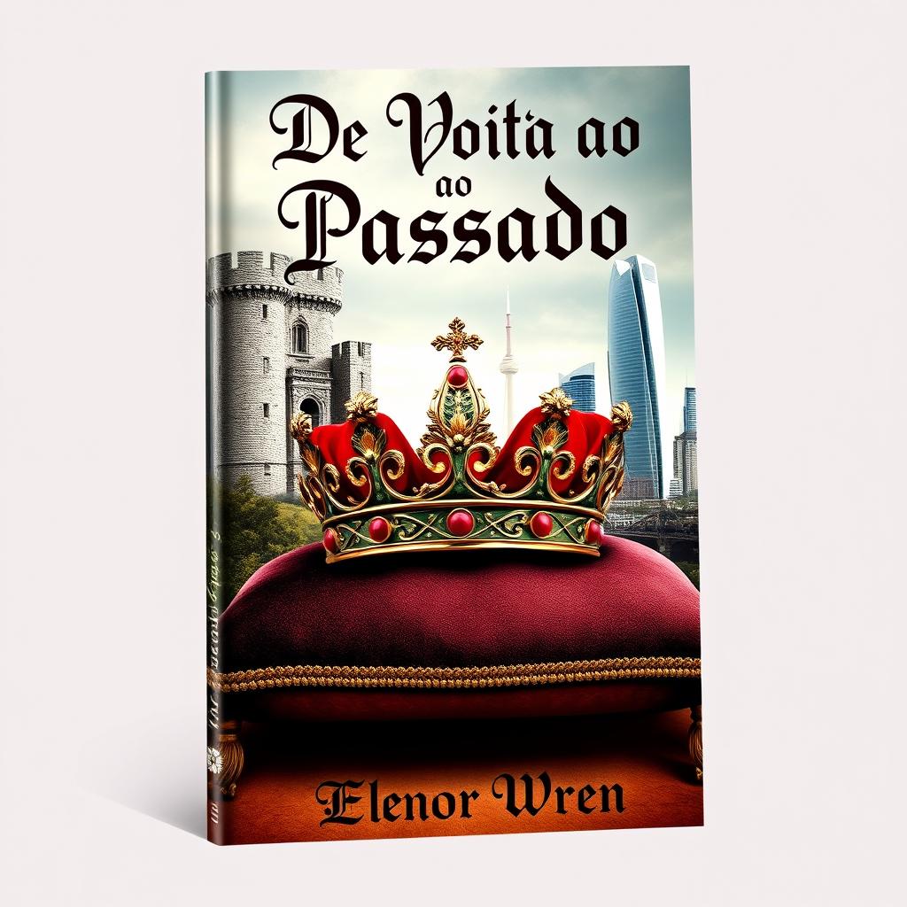 A captivating book cover design featuring a blend of medieval and modern elements with a royal theme