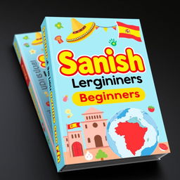 A vibrant and engaging book cover for a Spanish learning guide for beginners