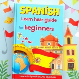 A vibrant and engaging book cover for a Spanish learning guide for beginners