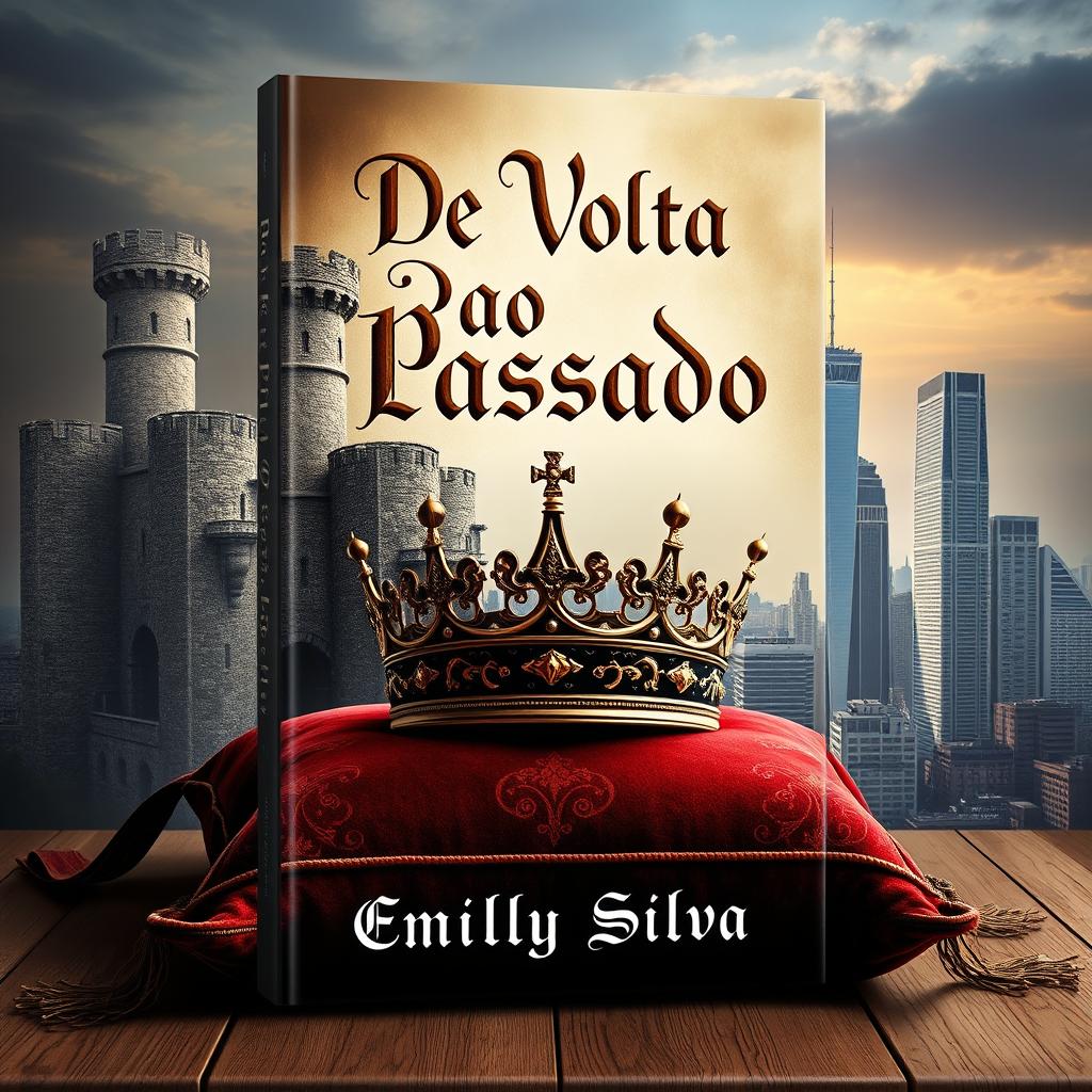 A captivating digital book cover design featuring a blend of medieval and modern elements with a royal theme