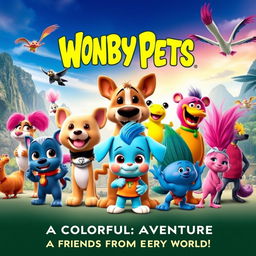 An exciting movie poster featuring characters from Wonder Pets, Pocoyo, Krypto the Super Dog, Pokemon, Trolls, Pink Panther, Rio 2, and Scooby-Doo and Guess Who