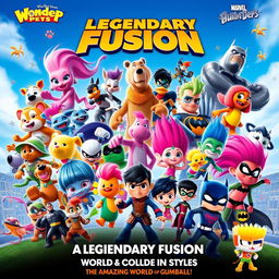 An extraordinary movie poster bringing together characters from Wonder Pets, Pocoyo, Krypto the Super Dog, Pokemon, Trolls, Pink Panther, Rio 2, Scooby-Doo and Guess Who, Johnny Bravo, Justice League, Teen Titans, Looney Tunes, Batman, and The Amazing World of Gumball