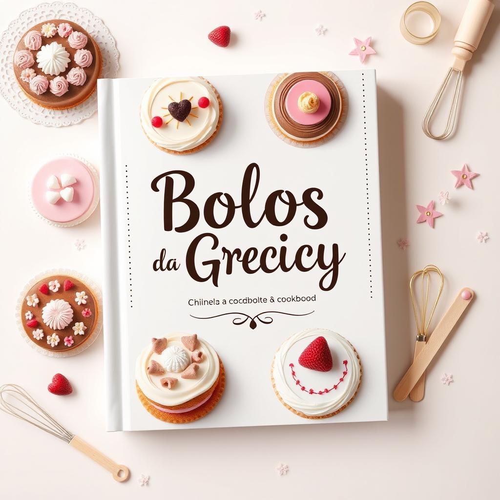 A charming and inviting cover design for the cookbook titled "Bolos da Greicy"