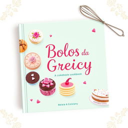 A charming and inviting cover design for the cookbook titled "Bolos da Greicy"