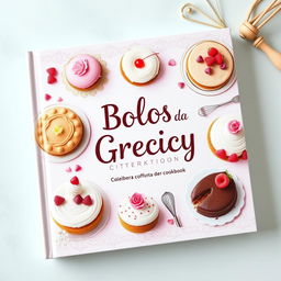 A charming and inviting cover design for the cookbook titled "Bolos da Greicy"