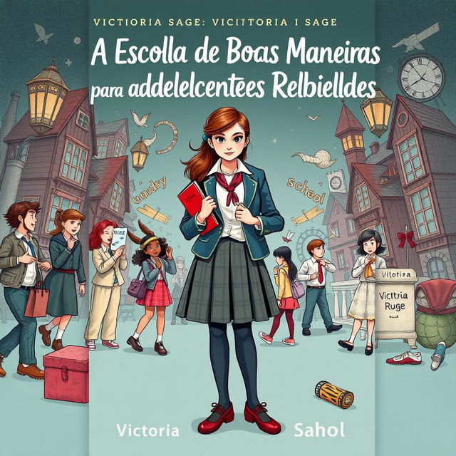 Book cover design featuring the title 'A Escola de Boas Maneiras para Adolescentes Rebeldes'