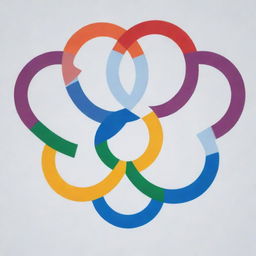 An image of quality manufacturing equipment, Healthcare signs, and olympics symbols intertwined in a tight, supportive hug, symbolizing unity and collaboration.