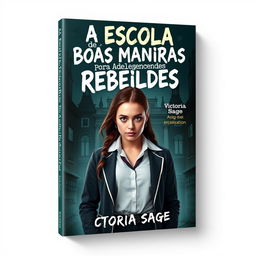 Book cover design featuring the bold and playful title 'A Escola de Boas Maneiras para Adolescentes Rebeldes'