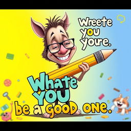 A humorous and motivational caricature featuring the quote "Whatever you are, be a good one