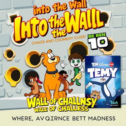 An energetic and whimsical episode title card and movie poster featuring Garfield, Scooby-Doo, Hole in the Wall, Ben 10, The Secret Saturdays, and Tom and Jerry